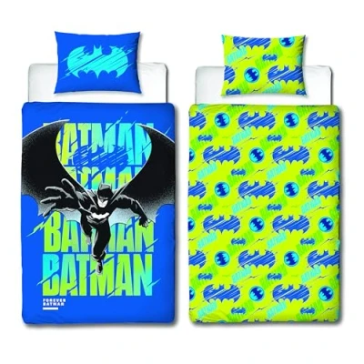 Image of Character World Batman DC Officially Licensed City Brights Design Boys Single Duvet Cover Set Reversible 2 Sided Bedding Including Matching Pillow Case Perfect For Kids Bedroom