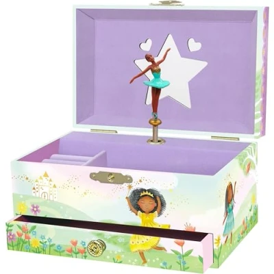 Image of Musical Ballerina Kids Jewellery Box Girls with Mirror, Gifts for Age 4 6