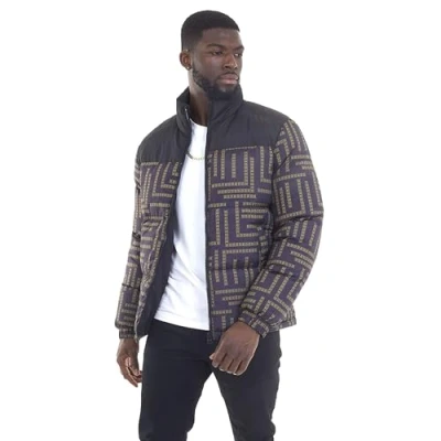 Image of BRAVE SOUL Men&#039;s Casual Black Puffer Jacket Winter Outerwear Quilted for Men, Size L