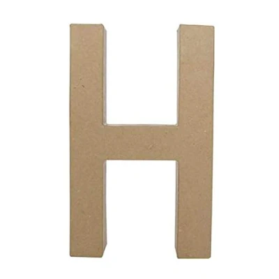 Image of Décopatch Ref AC401O Papier Maché Alphabet Funny Lowercase Letter &quot;H&quot; Fun to Decorate Using Papers, Glue &amp; Varnish, 5 x 22 23cm Brown