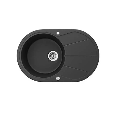 Image of Bergström Sink, Black, 78 x 50 cm Round with Drying Place
