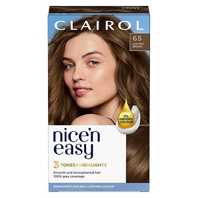 Image of Clairol Nice&#039;n Easy Crème, Natural Looking Oil Infused Permanent Hair Dye, 6.5 Lightest Brown