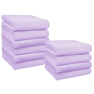 Image of Makeup Remover Cloths for Face, Eye, Lips Flannel Face Cloth Reusable Pads Soft Microfiber Facial Cleansing 8 x inch 10 Pack Purple