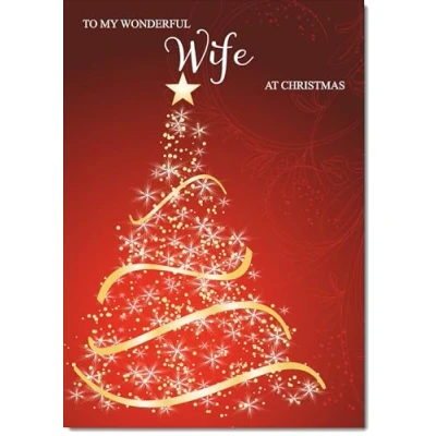 Image of doodlecards Wife Christmas Card Red Abstract Tree Large A4 Size for with Plain Envelope