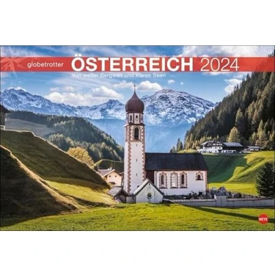Image of Österreich Globetrotter Kalender 2024. Die Alpenrepublik von ihren schönsten Seiten in einem großen Fotokalender. Ein Wandkalender 2024 im Großformat ... klaren Seen (Heye Reisekalender)