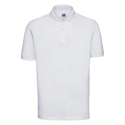 Image of Russell Athletic Mens Classic Cotton Pique Polo Shirt (White) Size Small