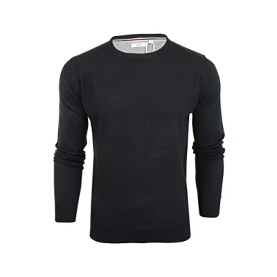 Image of Xact Mens Crew Neck Jumper Fine Knit ((Crew Neck) Dark Navy) M
