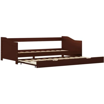 Image of vidaXL Pull out Sofa Bed Frame without Mattress Dark Brown 90x200 cm