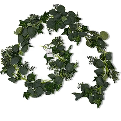 Image of VILSTO artificial Ivy Eucalyptus Plant Garland, leaves, decorative flora, Hanging plant, plastic plants, Greenery Vine