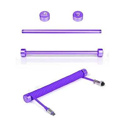 Image of MAMBASNAKE RC01 Custom Fixed Rod For Coiled Keyboard Cable, CNC Aluminum Winder, Mechanical Cable Management Pole, Aviator Metal Weight Bar, 7.68In Length Gaming Purple