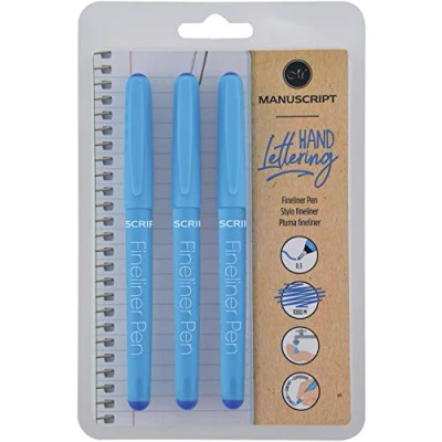 Image of MANUSCRIPT fineliner Pens pack of 3 pens, Blue