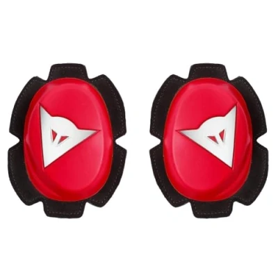 Image of Dainese Pista Knee Slider, Polyurethane Motorbike Pads, Smooth Contact with Track and Asphalt, Motorcycle Slider Velcro Closure, Red/White