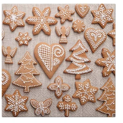 Image of Ginger Bread Scented Napkins Rustic Xmas Tissue Paper 33cm x Pack of 20 (Aroma Sweet GINGERBREADS)