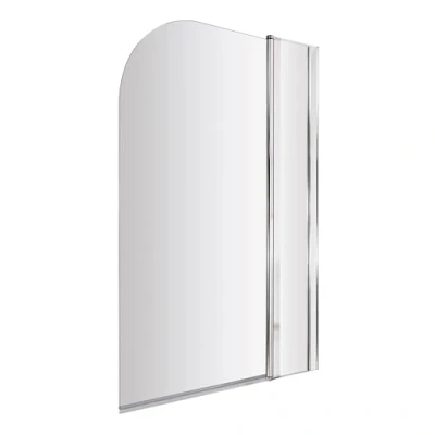 Image of 6mm Toughened Safety Glass Reversible Shower Bath Screen with Fixed Panel Chrome