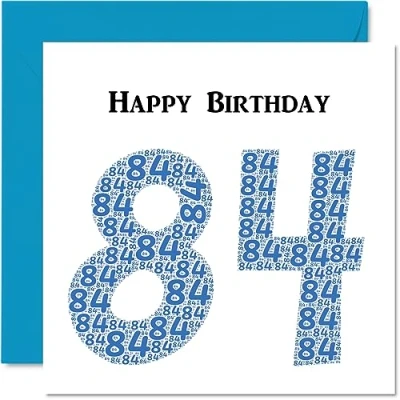 Image of Fun 84th Birthday Cards for Men Shapecloud Happy Card Dad Mum Great Grandad Grandpa Nanny Grandma Gran Uncle Auntie, 145mm x Greeting Cards,