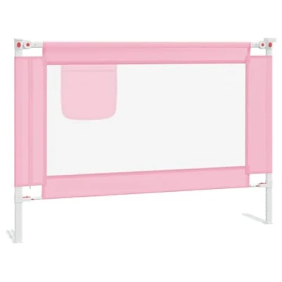 Image of vidaXL Pink Toddler Bed Rail, Adjustable Height Safety 90x25cm Size, Durable Fabric and Metal Construction, Easy Clean, Child Friendly Design