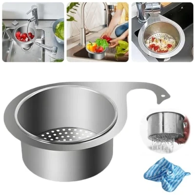Image of Stainless Steel Swan Sink Strainer Basket,Kitchen Strainer,Kitchen Basket, Basket,Strainer for Kitchen (1/Set)