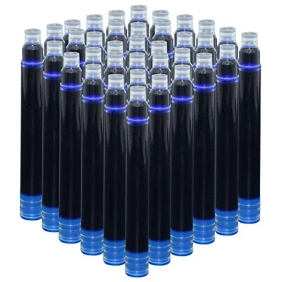 Image of Jinhao Fountain Pen Ink Cartridges Blue Color, Set of 50 Refill International Standard Size, 2.6 mm Bore Diameter