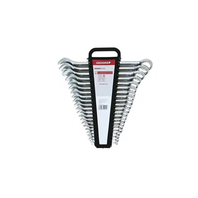 Image of Gedore Red Combination Spanner Set, 21 Pieces, SW 6 32, Chrome Vanadium Steel, Silver