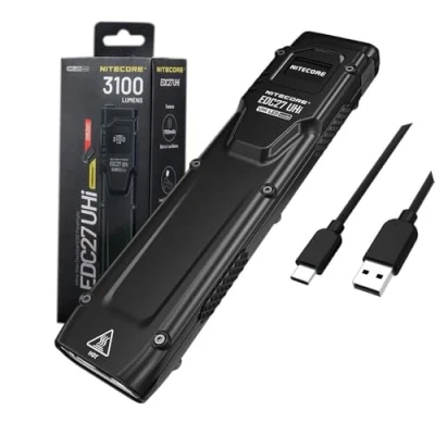 Image of Nitecore EDC27 UHi Ultra Slim EDC Flashlight 3100 Lumens w/Eco Sensa USB C Charging Cable Included