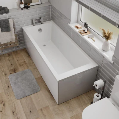 Image of Ceramica Single Ended Square Bath With Side Panel 1700x750mm