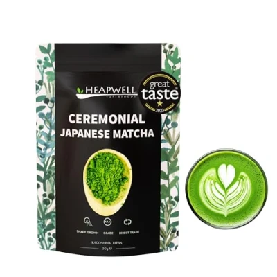 Image of Heapwell Superfoods Japanese Matcha Green Tea Powder, 30g (30 Serving) Ceremonial Grade Great Taste Award 2021 Sourced from Kagoshima, Japan