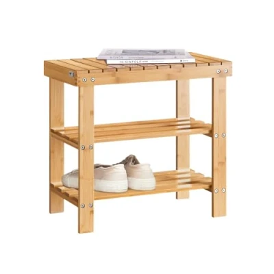 Image of SoBuy® 100% Bamboo Shoe Rack Bench, Bathroom Shelf, 50cmx29cmx45cm, FSR02 K N
