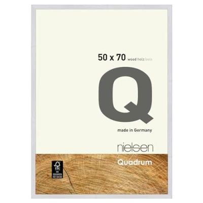 Image of nielsen Quadrum Photo Frame, 50x70cm Wood Picture Snow White Frame with Protective Float Glass and Push Turn Clips