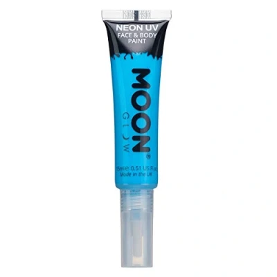 Image of Neon UV Face &amp; Body Paint with Brush Applicator by Moon Glow 15ml Intense Blue