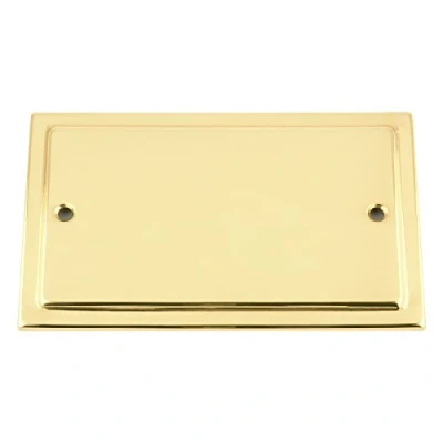 Image of Electrical Blanking Plate Double 2 Gang Mirror Polished Brass Victorian