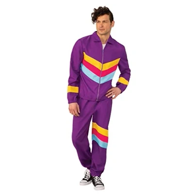 Image of Bristol Novelty AF117XL Shell Suit Male XL Costume, Men, Multi Colour, Extra Large