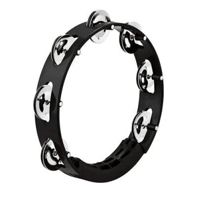Image of Meinl Percussion Headliner Tour Tambourine 1 Row 8 inch Diameter ABS Plastic / Steel, Black Silver (HTT8BK)