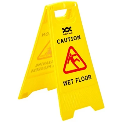 Image of 2Work Folding Safety Sign Caution Wet Floor Yellow CNT00356