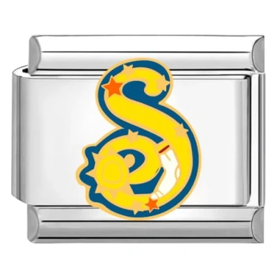 Image of Quiges 9mm Italian Style Charm Link Module Stainless Steel Colourful Alphabet S for Bracelets