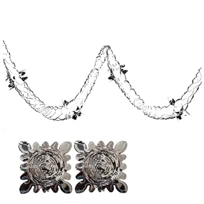 Image of 2 Pk Foil Garland Flower Christmas Hanging Decoration Wall Ceiling Xmas Deco (Silver)