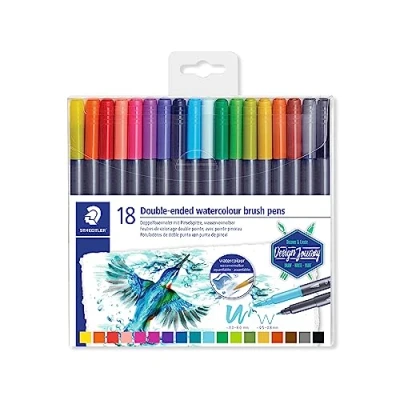 Image of STAEDTLER 3001 TB18 Double Ended Watercolour Brush Pens, Assorted Colour, Pack of 18