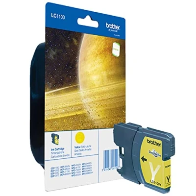Image of Brother LC 1100Y Inkjet Cartridge, Yellow, Single Pack, Standard Yield, Includes 1 x Genuine Supplies