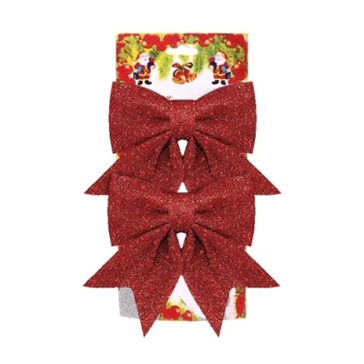 Image of AEX Christmas Tree Bows Large Red for Decorations Glitter Decorative Bow Ornaments Home Party (2X Glitter)