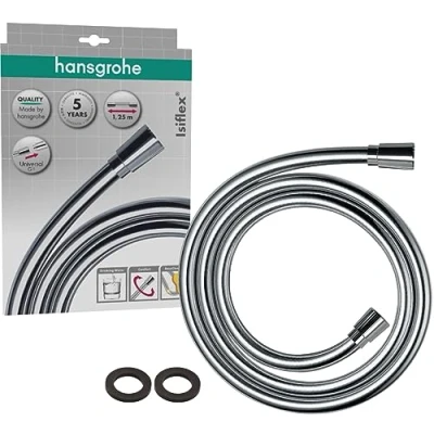 Image of hansgrohe Isiflex universal fit shower hose 1.25 m, tangle free, flexible head anti kink, incl. sealing rings, chrome, 28272000