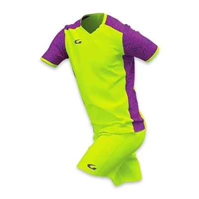 Image of GEMS AM01 2614 KIT LAOS Football kits Unisex FLUO YELLOW/PURPLE M