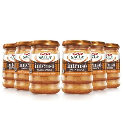 Image of Sacla Intenso Pasta Sauce Tomato and Mascarpone a Soft Creamy Enhancer, Ideal with Meat, Fish Veggie Dishes 190g (Pack of 6)