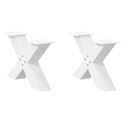 Image of vidaXL Coffee Table Legs Powder Coated Steel X Shaped White Bases for Living Room Furniture 50x30 31cm Adjustable Feet