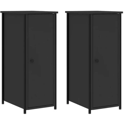 Image of vidaXL Bedside Cabinets 2 pcs Black 32x42x80 cm Engineered Wood