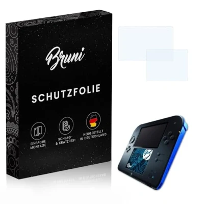 Image of Bruni Screen Protector compatible with Nintendo 2DS Film, crystal clear Protective Film (Set of 2)