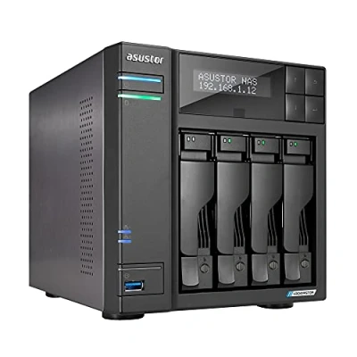 Image of Asustor Lockerstor 4 Gen 2 AS6704T Bay NAS, Quad Core 2.0GHz CPU, M.2 PCIe 3.0 SSD Slots, 2.5GbE Ports, 4GB RAM DDR4, Network Attached Storage (Diskless)