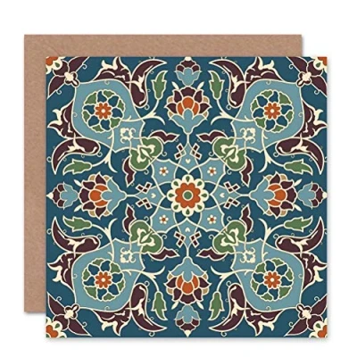 Image of Wee Blue Coo PATTERN DESIGN FLORAL TRADITIONAL BLANK GREETINGS BIRTHDAY CARD ART
