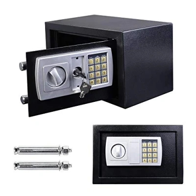 Image of Safebox For Home, 31x20x20cm Electronic Safe with Digital Keypad and Emergency Overide key, Steel Locking Bolts, Wall Floor Fixing, Black Security Office Safes