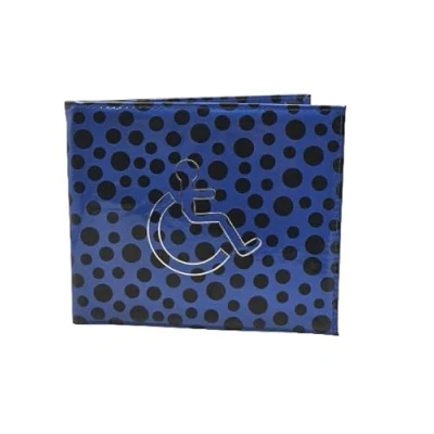 Image of AlezyB 1x Dotted Dark Blue Disabled Badge Holder, PU Leather Wallet Protector Parking Permit Cover Holder
