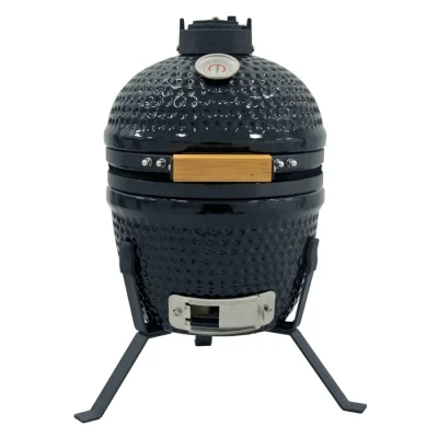 Image of Azuma 13&#039;&#039; Ceramic Kamado I Mini BBQ Charcoal Grill, Egg BBQ, Barbecue Grill Portable Oven and Smoker with Stand Black Outdoor Smoking &amp; Baking