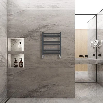 Image of Warmehaus Straight Heated Towel Rail Radiator Ladder Anthracite Grey 600x500mm Central Heating Radiators for Bathroom Kitchen